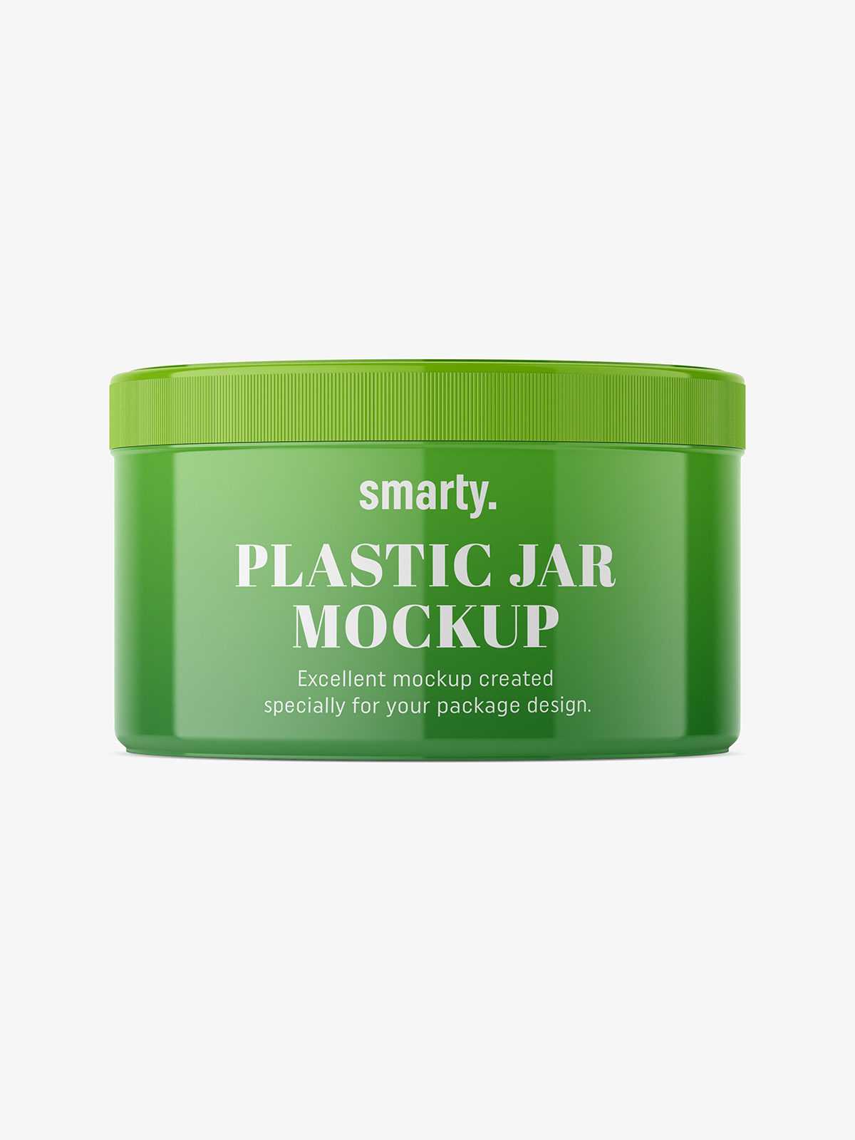 Glossy plastic jar mockup / 300 ml
