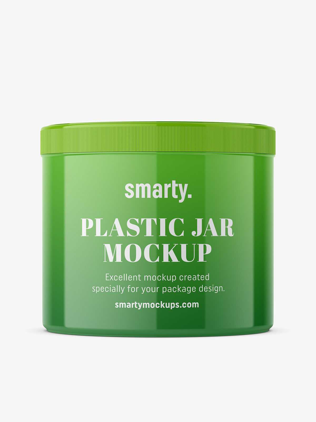 Glossy plastic jar mockup / 500 ml