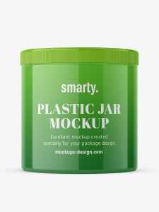 Glossy plastic jar mockup / 650 ml
