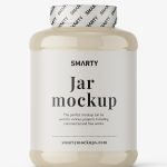 Glossy protein jar mockup