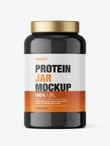 Glossy protein jar mockup