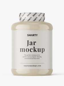 Glossy protein jar mockup
