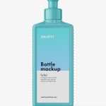 Glossy pull-up square bottle mockup