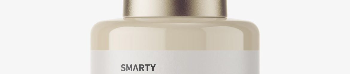 Glossy pump bottle with seal mockup
