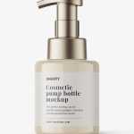 Glossy pump bottle with seal mockup
