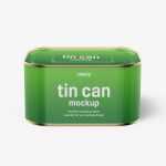 Glossy rectangle tin can mockup / 630 ml