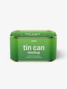 Glossy rectangle tin can mockup / 630 ml