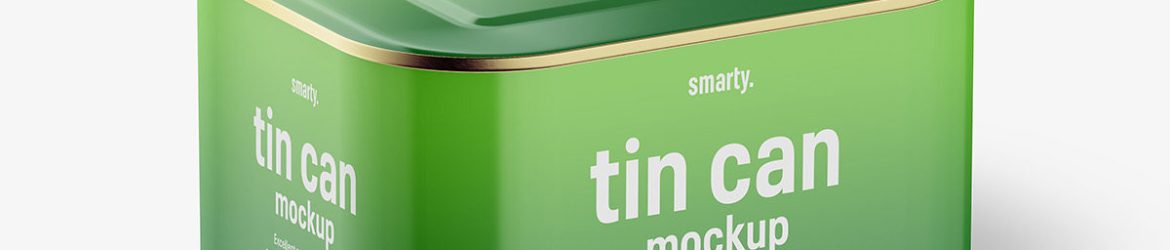 Glossy rectangle tin can mockup / 630 ml / top view