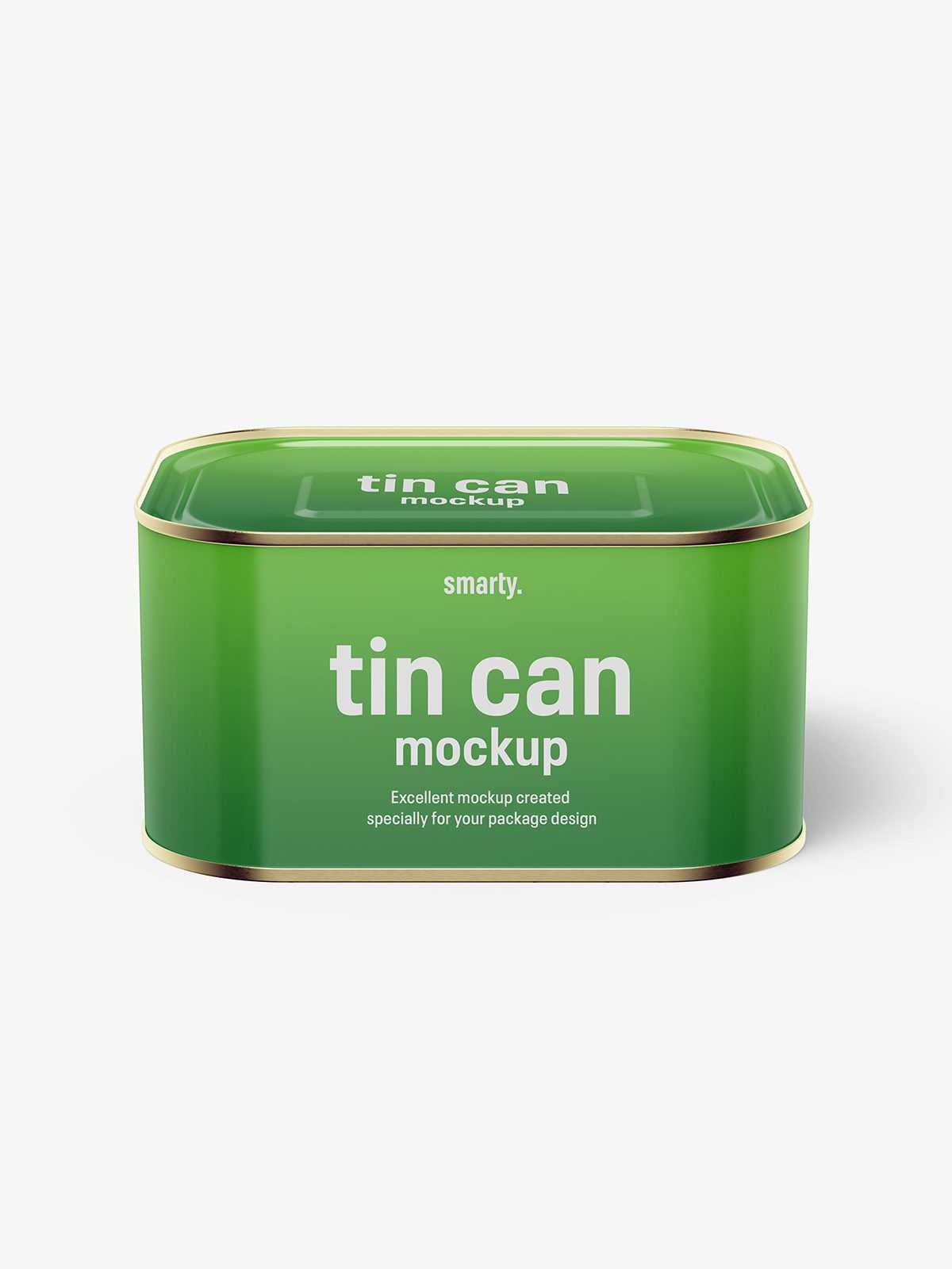 Glossy rectangle tin can mockup / 630 ml