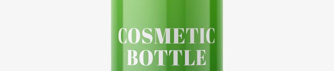 Glossy round bottle mockup