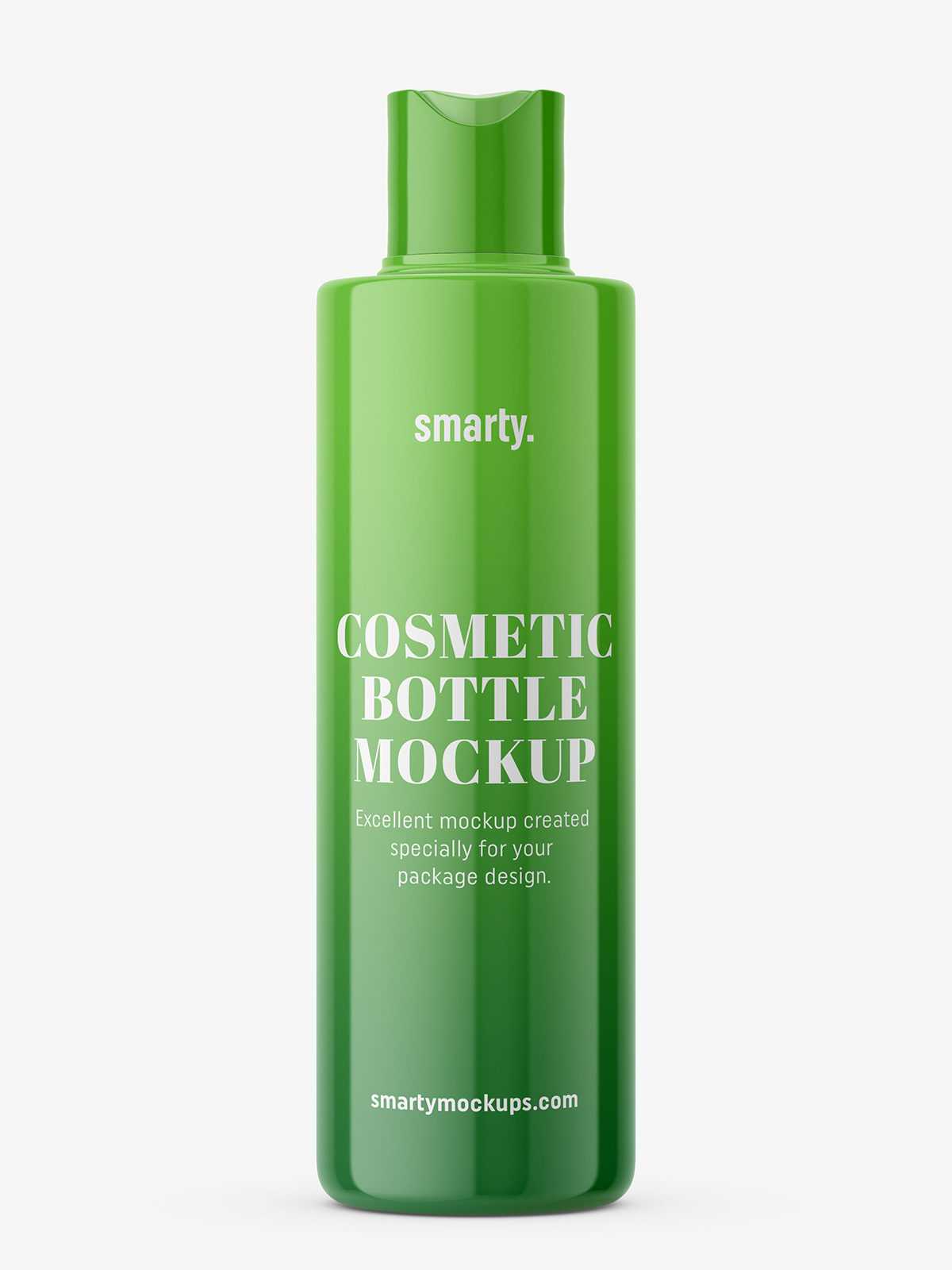 Glossy round bottle mockup