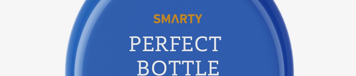 Glossy round bottle with flip top mockup