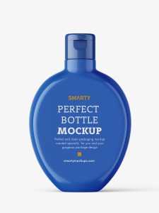 Glossy round bottle with flip top mockup