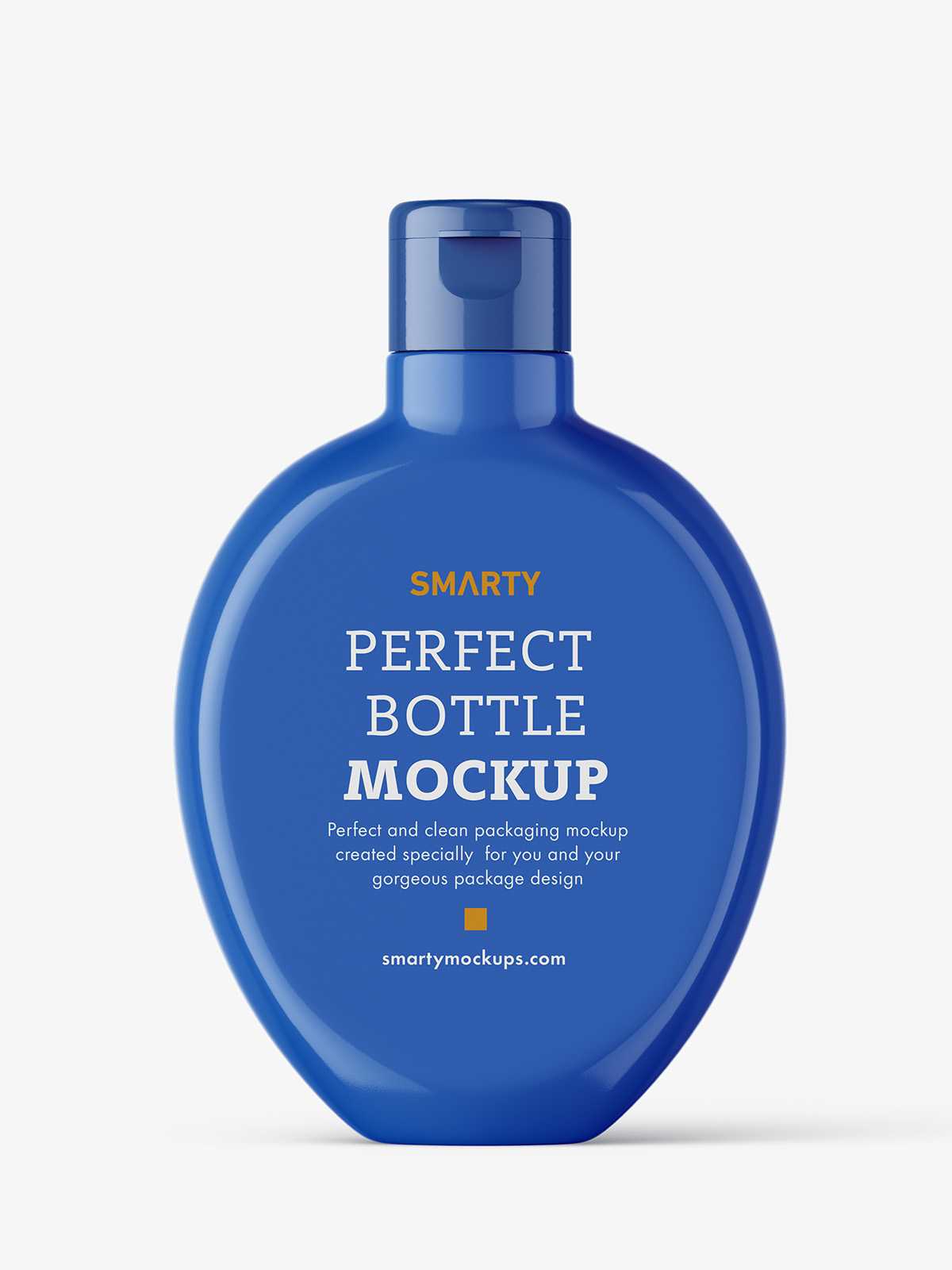Glossy round bottle with flip top mockup