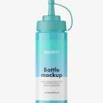 Glossy sauce bottle mockup