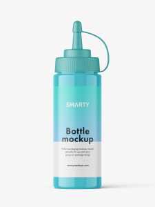 Glossy sauce bottle mockup