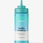 Glossy sauce bottle mockup