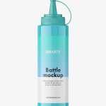 Glossy sauce bottle mockup