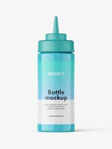 Glossy sauce bottle mockup