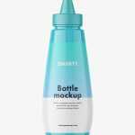 Glossy sauce bottle mockup