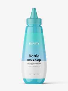 Glossy sauce bottle mockup