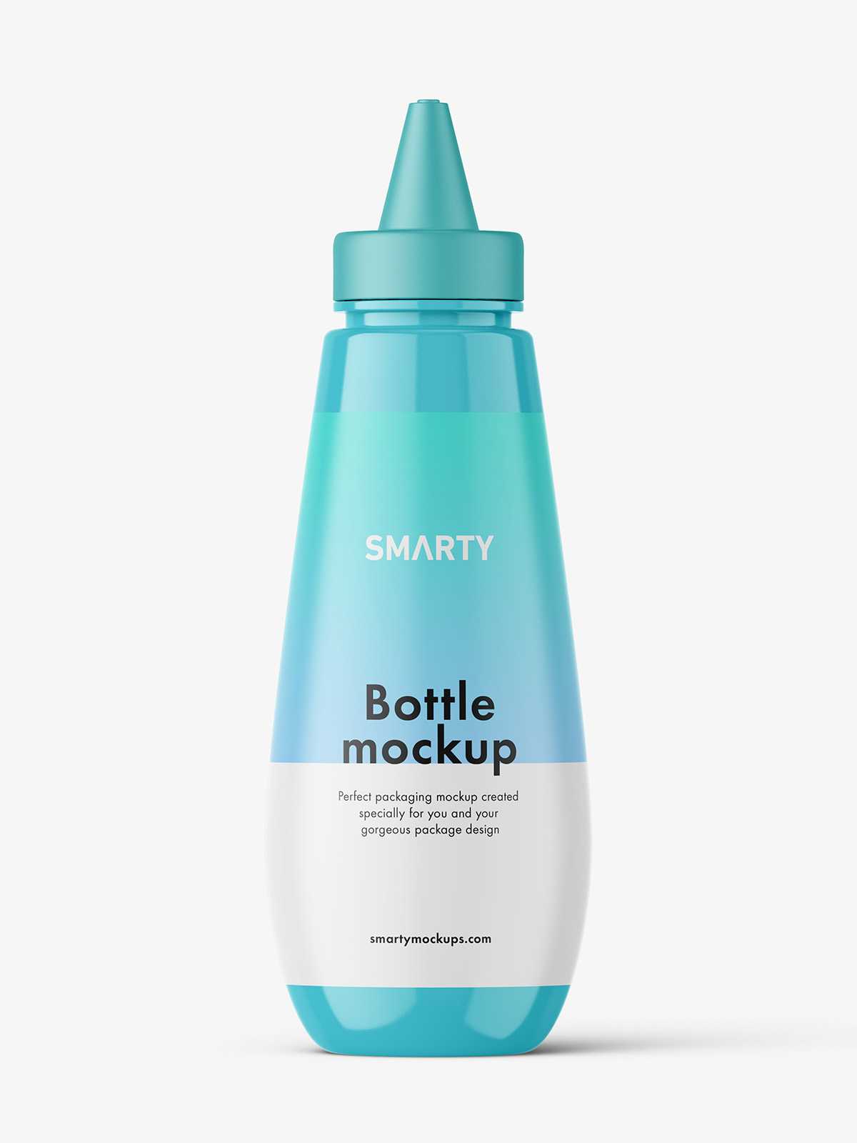 Glossy sauce bottle mockup