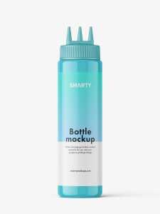 Glossy sauce bottle mockup