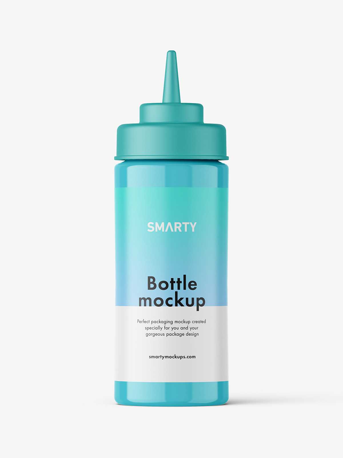 Glossy sauce bottle mockup