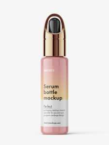 Glossy serum bottle mockup