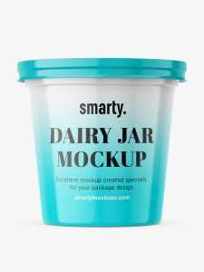 Glossy sour cream mockup / front view