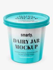 Glossy sour cream mockup / top view
