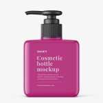 Glossy square bottle mockup