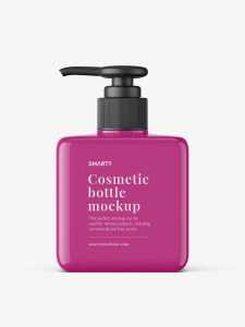 Glossy square bottle mockup
