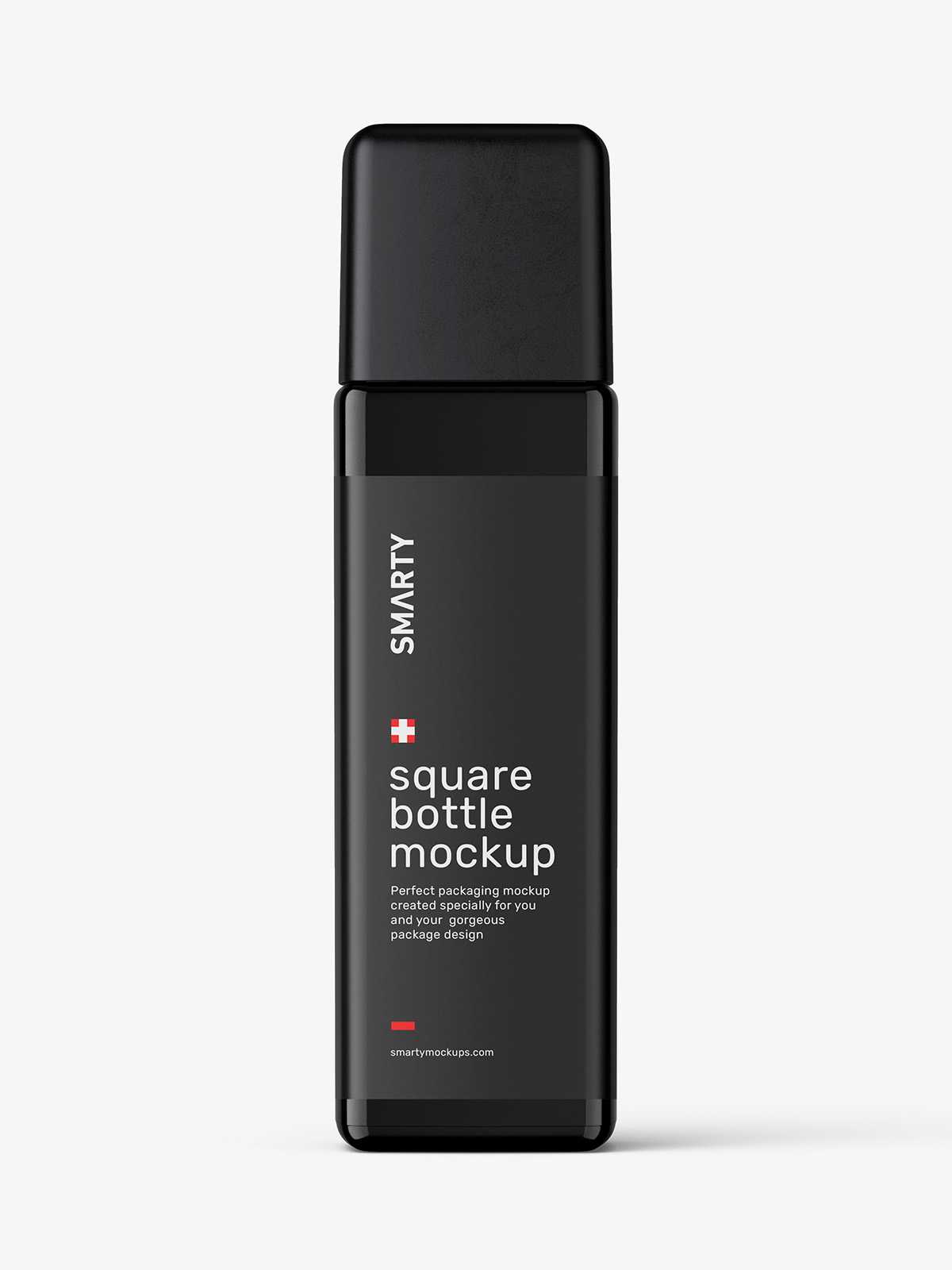 Glossy square bottle mockup