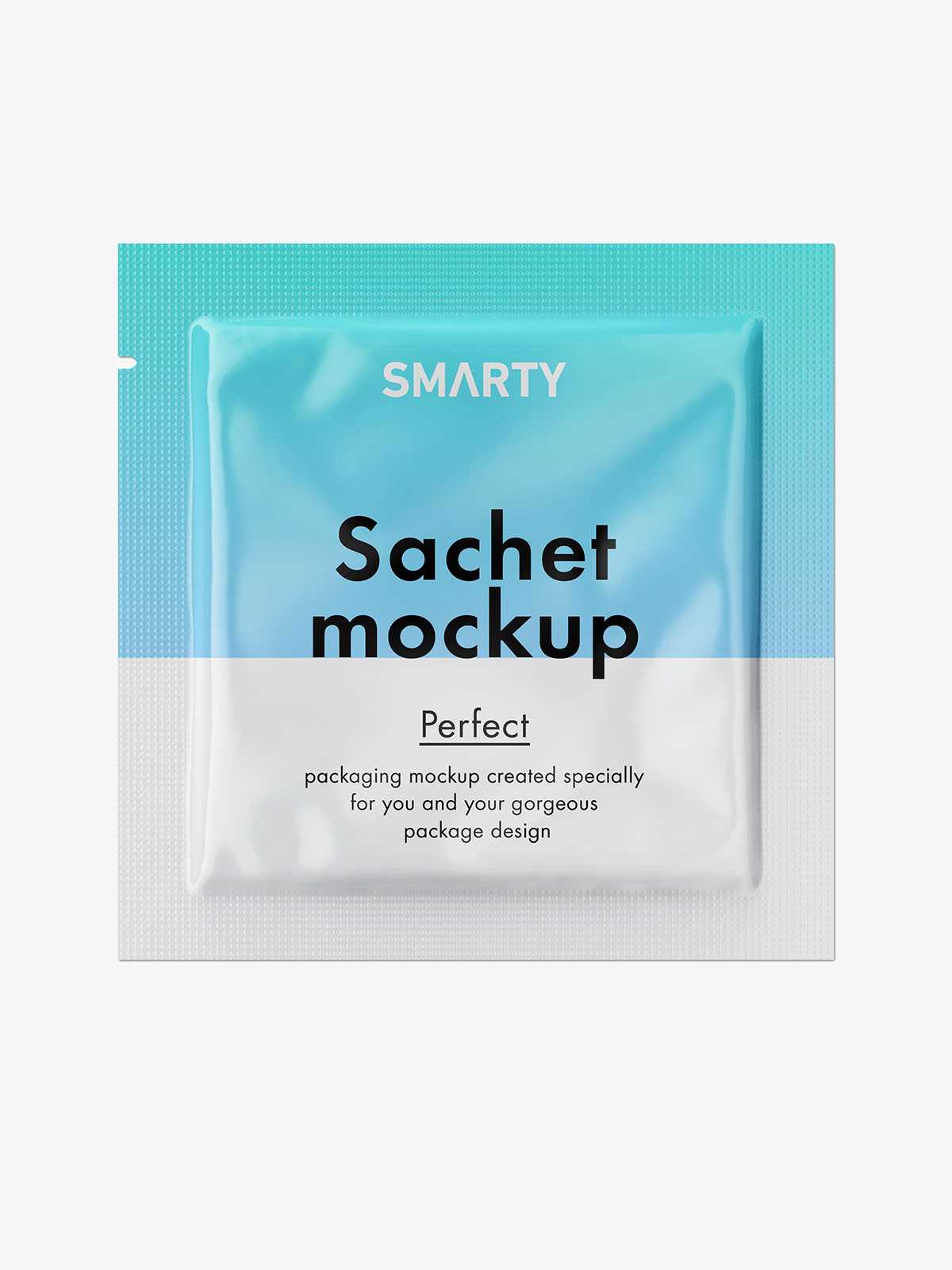 Glossy square sachet mockup