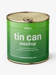 Glossy tin can mockup / 425 ml / Top view
