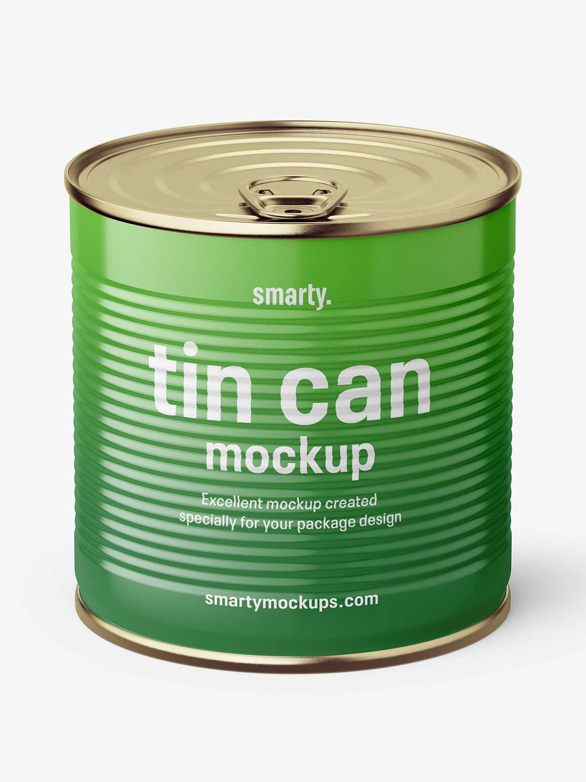 Glossy tin can mockup / 425 ml / Top view