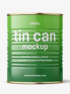 Glossy tin can mockup / 850 ml