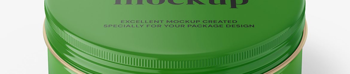 Glossy tin jar mockup