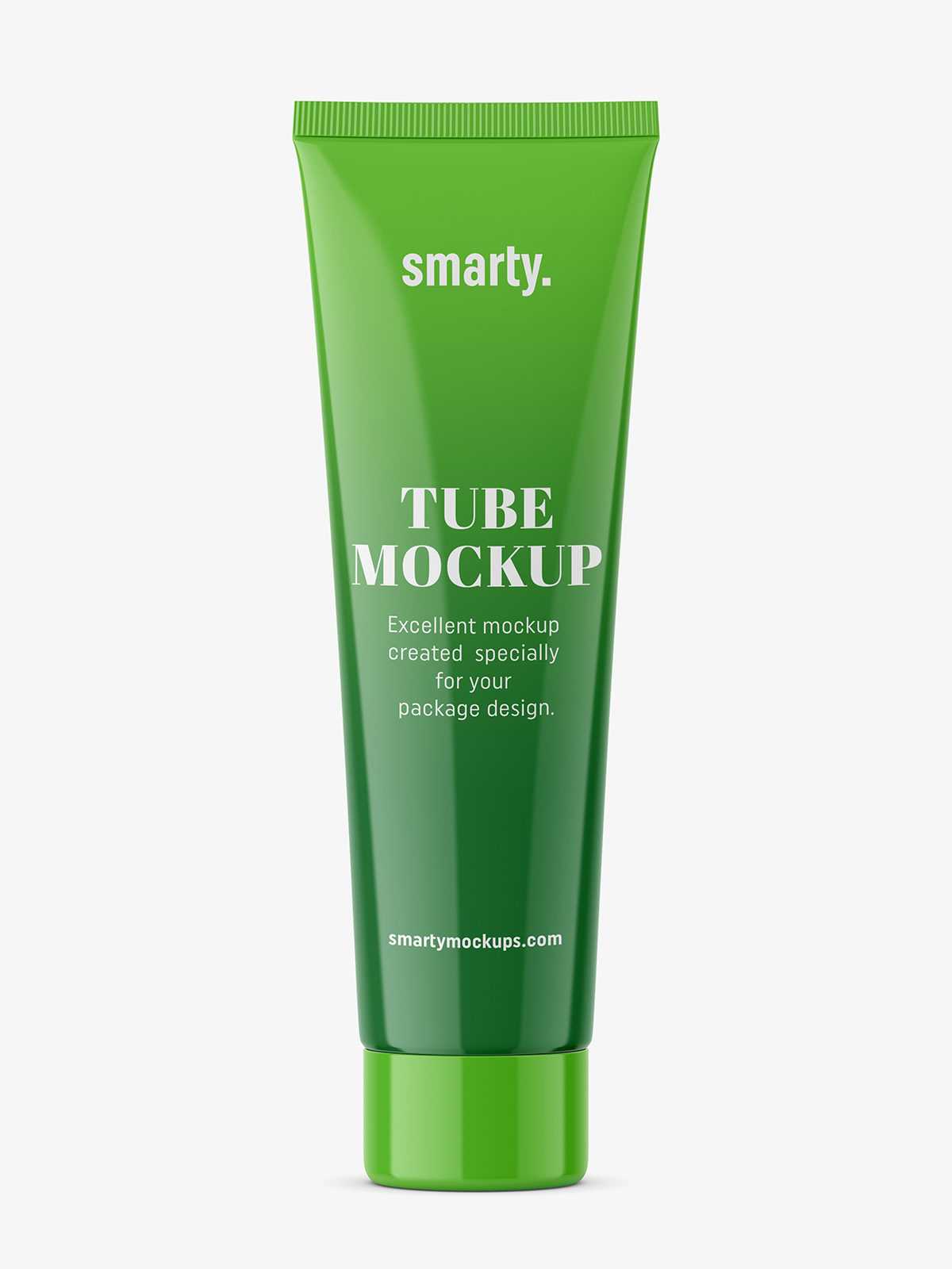 Glossy tube mockup with screw cap / fi 35 / 150 mm