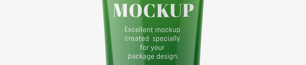 Glossy tube mockup with screw cap / fi 40 / 150 mm