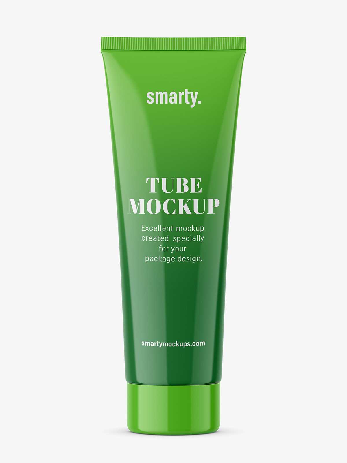 Glossy tube mockup with screw cap / fi 40 / 150 mm