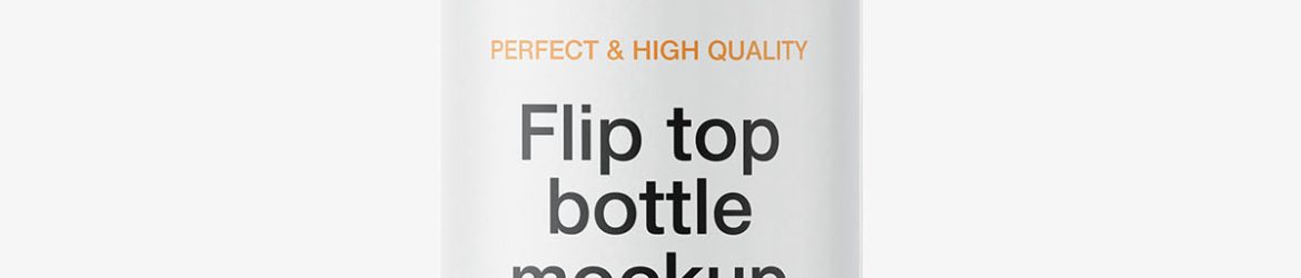 Glossy wide bottle with flip top mockup