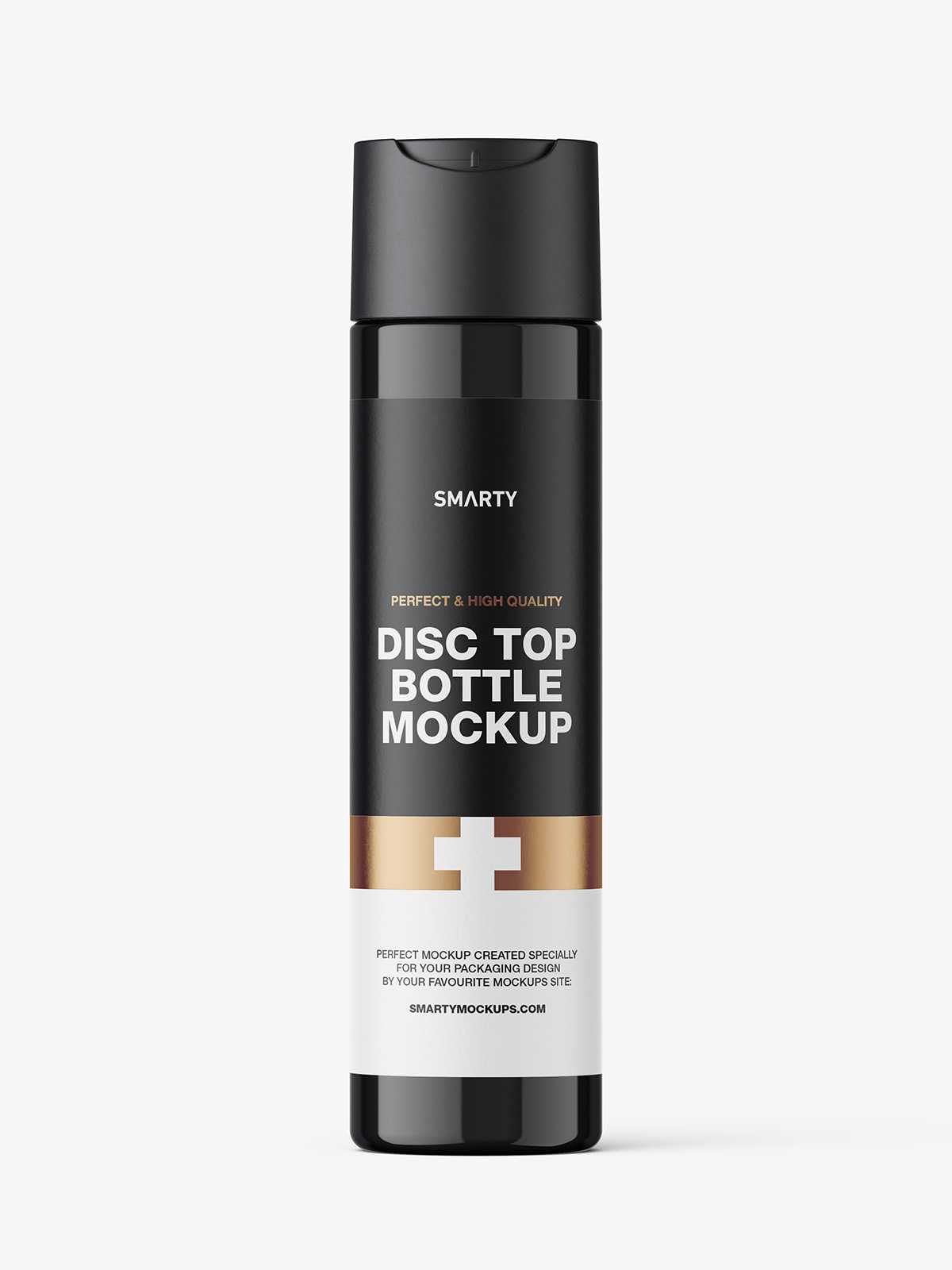Glossy wide disc cap bottle mockup