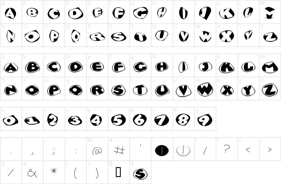 Mapa de caracteres da fonte Glyptographs Font - 1001 Free Fonts