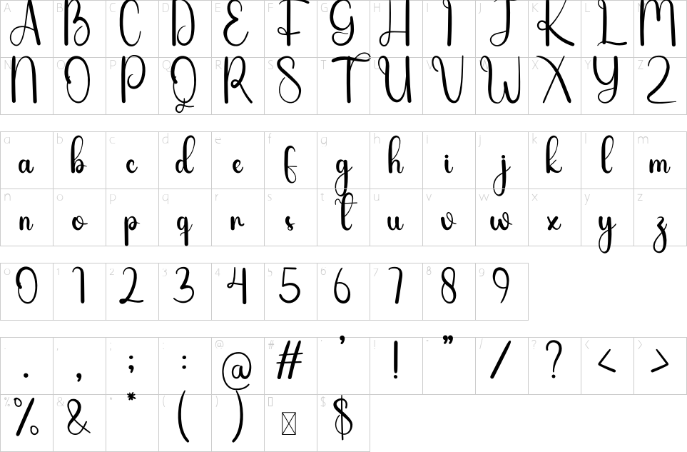 Mapa de caracteres da fonte Gnomeline Font