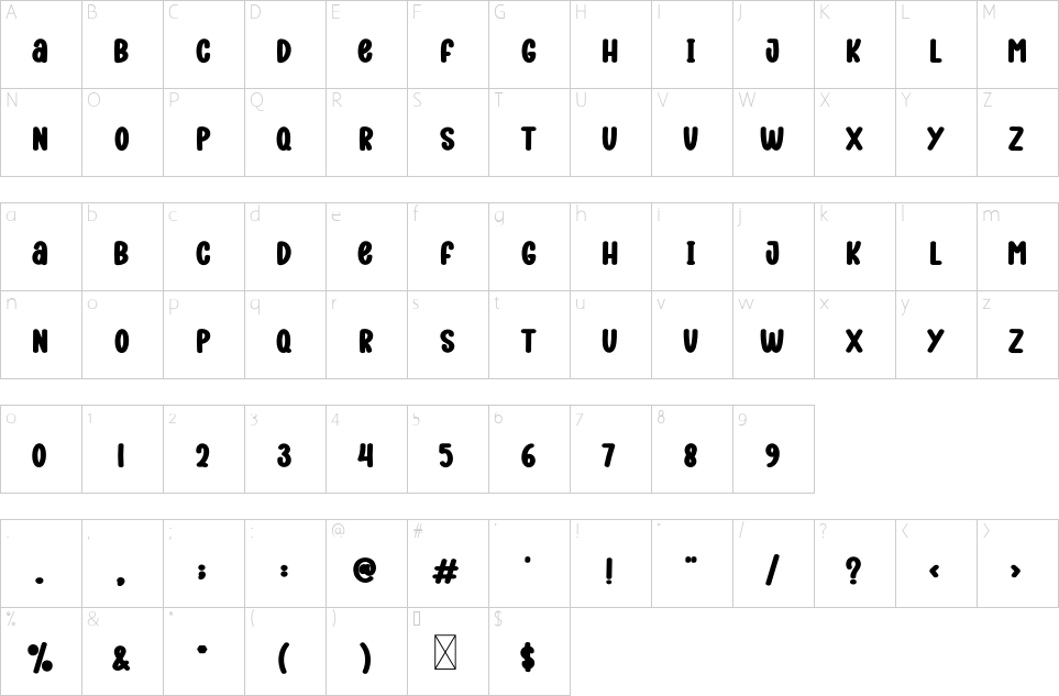 Mapa de caracteres da fonte Goat Milk Font - 1001 Free Fonts