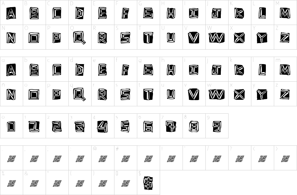 Mapa de caracteres da fonte Gold Ring Font