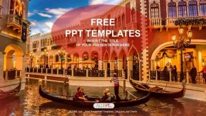 Gondolas with tourists in Venice-Travel PowerPoint Templates