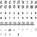 Mapa de caracteres da fonte Gotika Strict Font